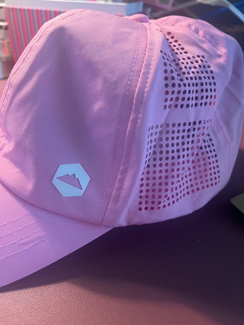 Light Pink Performance Cap with Vent Detail
